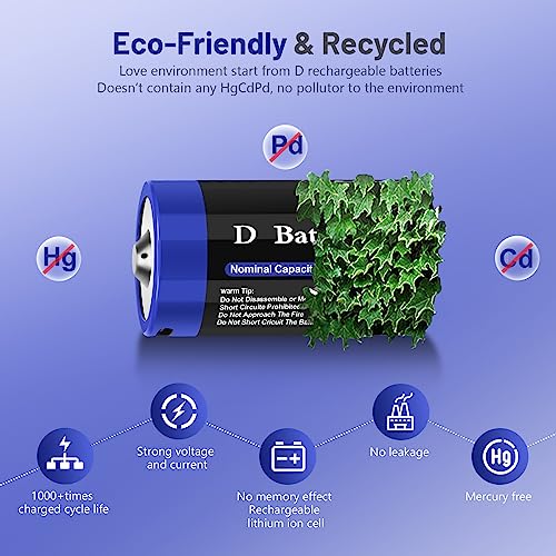 4 Pack Rechargeable C Cell Batteries 1.5v Lithium 4100mWh M311