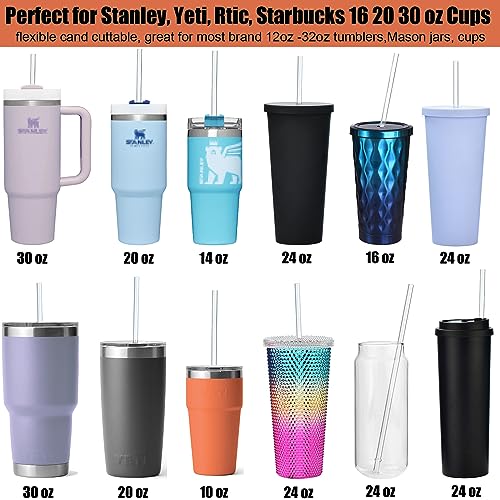 12-Pack Reusable Hard Plastic Clear Straws 10.5 in x 0.3 in with Cleaning Brush I1403