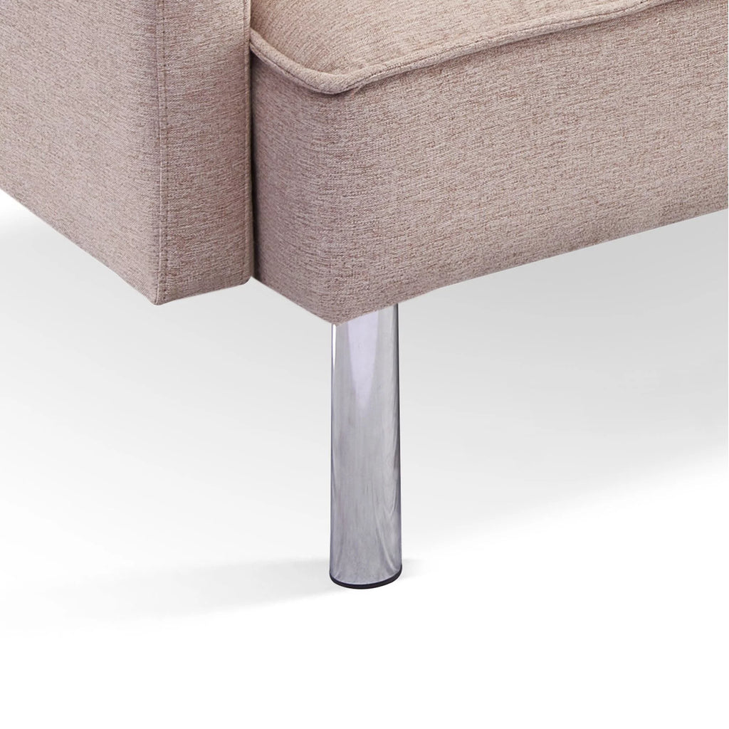 84.6 in. Extra Long Tufted Beige Fabric Futon Adjustable Sofa Bed I7373