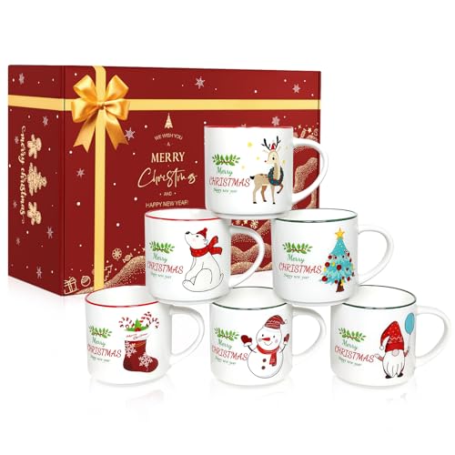 14oz Ceramic Coffee Mugs Set of 6 U623