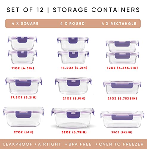 24pc Borosilicate Glass Storage Containers with Lids C7275