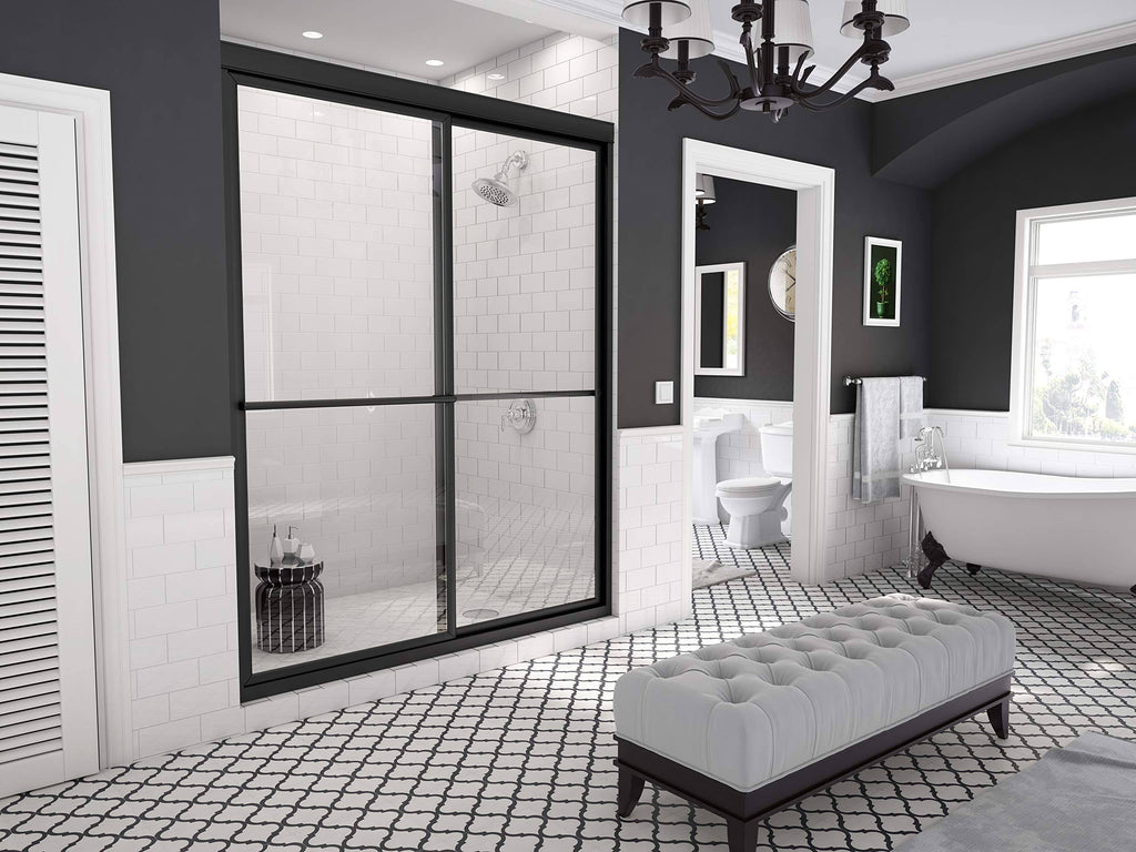 42 inch x 70 inch Framed Sliding Shower Door, Black N507