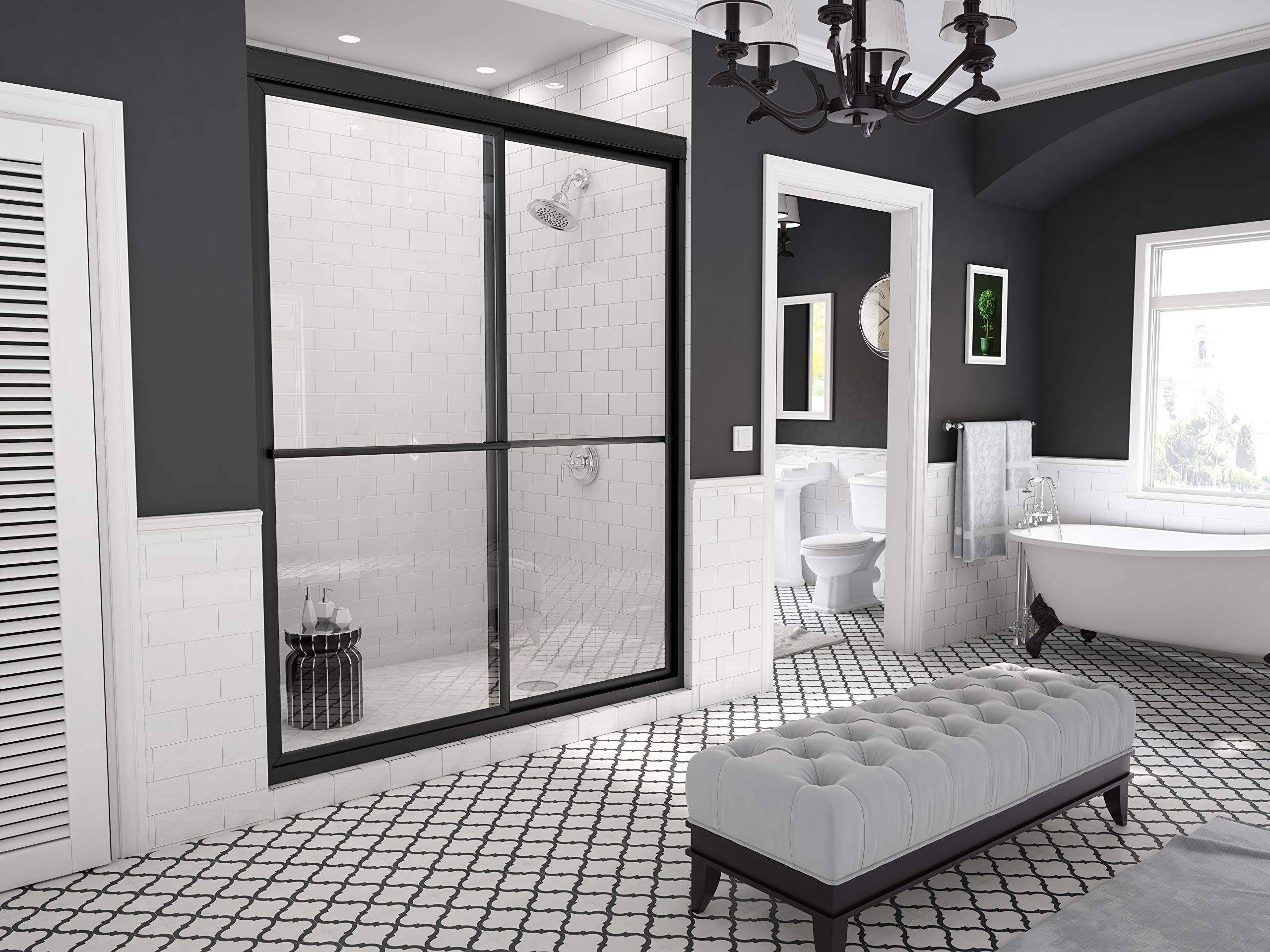 42 inch x 70 inch Framed Sliding Shower Door, Black N507