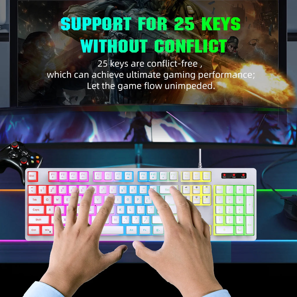 RGB Backlit Mechanical Gaming Keyboard with ABS Pudding Keycaps L938