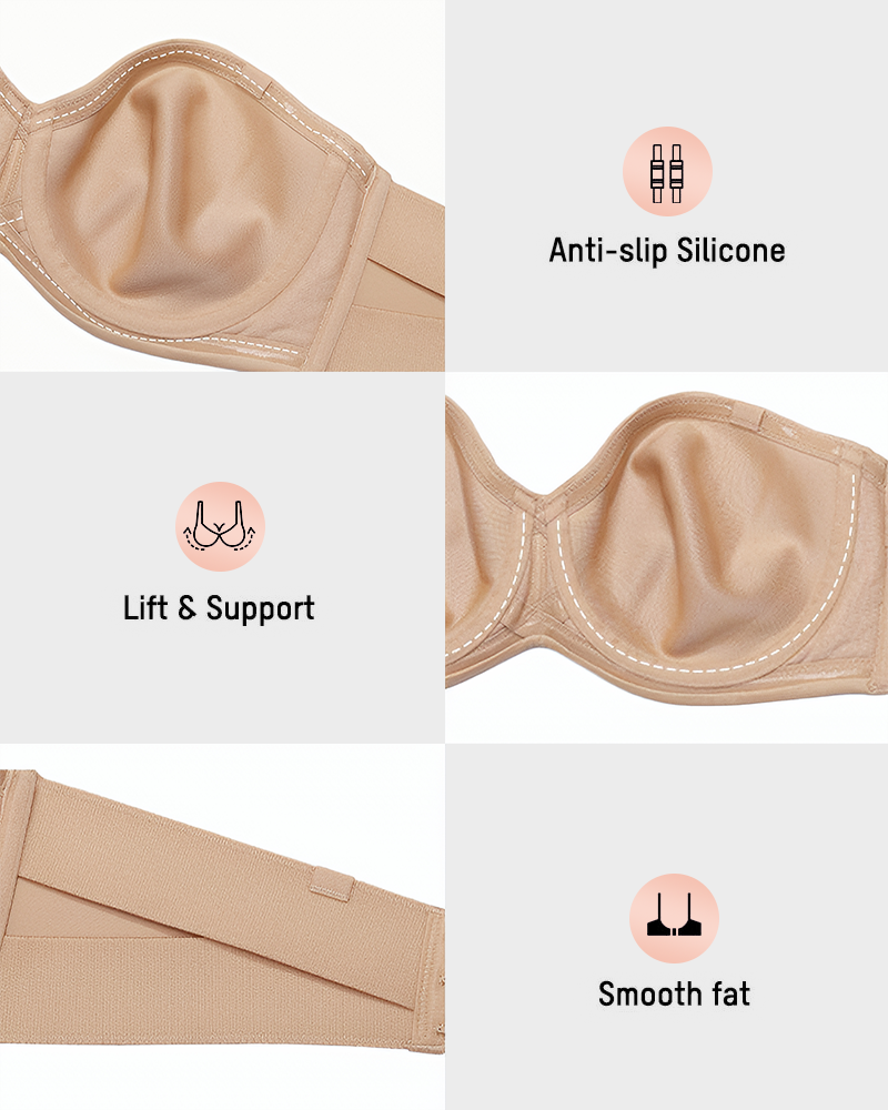 Full Support Non-Slip Convertible Bandeau Bra
