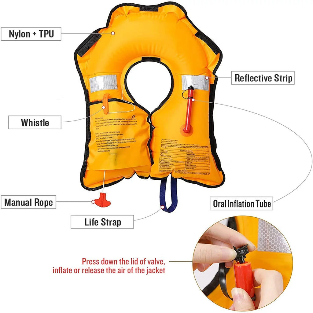 2Pack Automatic Inflatable Life Jacket with Whistle Adult Lifejacket X24660