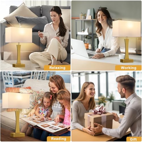 3 Way Dimmable Touch Table Lamp Set of 2 with USB Ports X42235