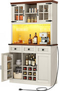 Antique White Coffee Bar Cabinet with Storage Shelves and 3 Drawers P179661