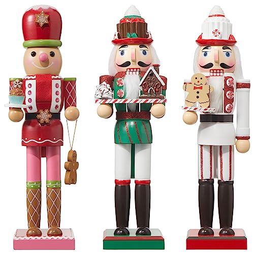 3 Pcs Pink Wooden Nutcracker Figures O675