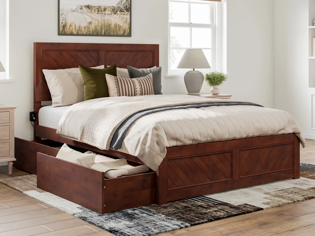 Queen Solid Wood Platform Bed with Storage Drawers P1237