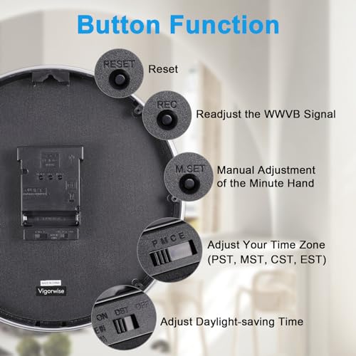 14 Inch Radio Controlled Aluminum Frame Wall Clock V43288
