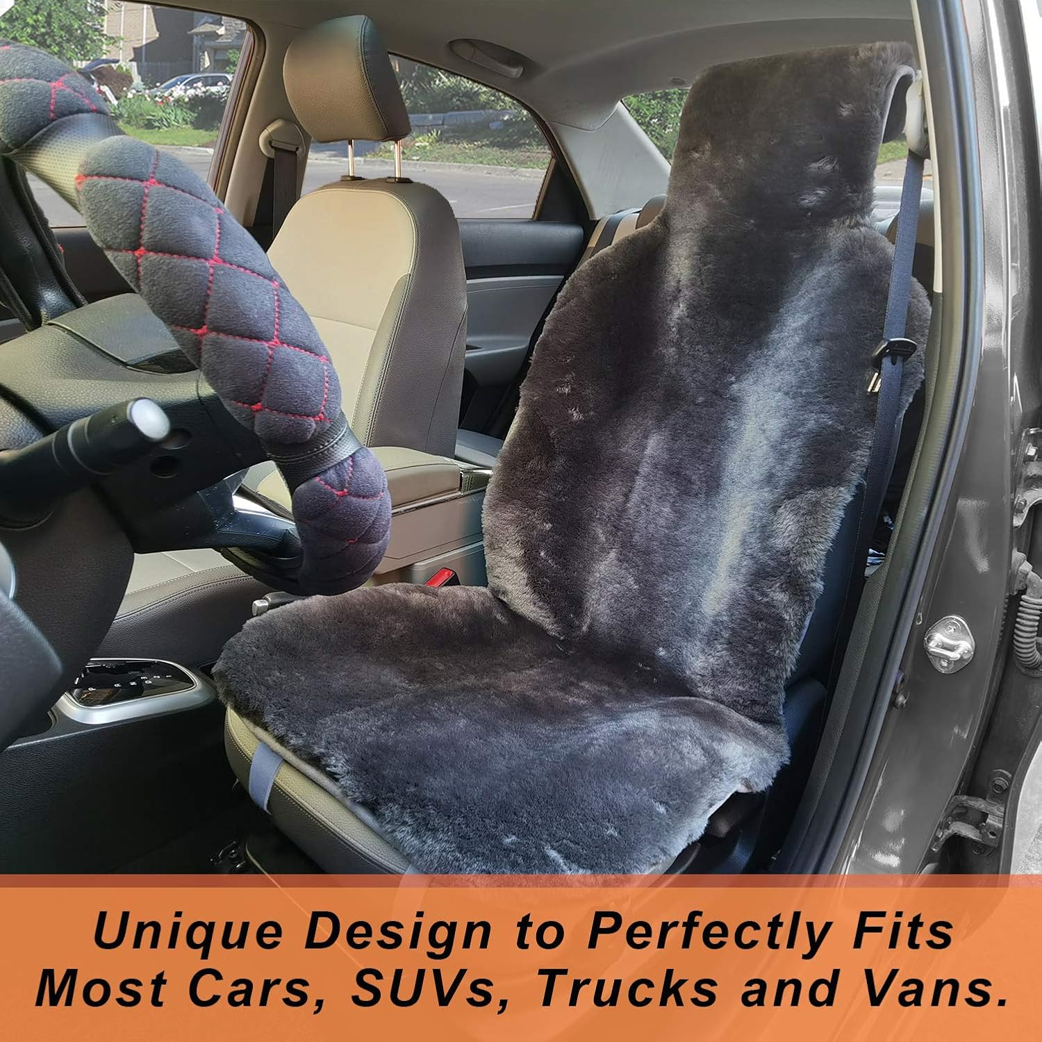 Charcoal Sheepskin Seat Cover E393113