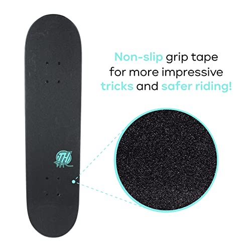 31" Skateboard with Pro Trucks, Full Grip Tape, 9-Ply Maple Deck H274