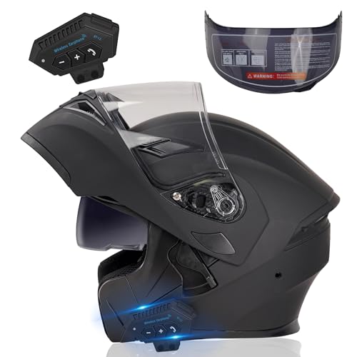 DOT Approved Dual Visor Full Face Flip up Bluetooth Motorcycle Helmet Z73603