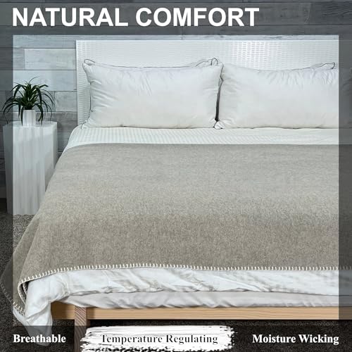 100% Virgin Wool Blanket, 90" x 78", Charcoal, Full Size D691086