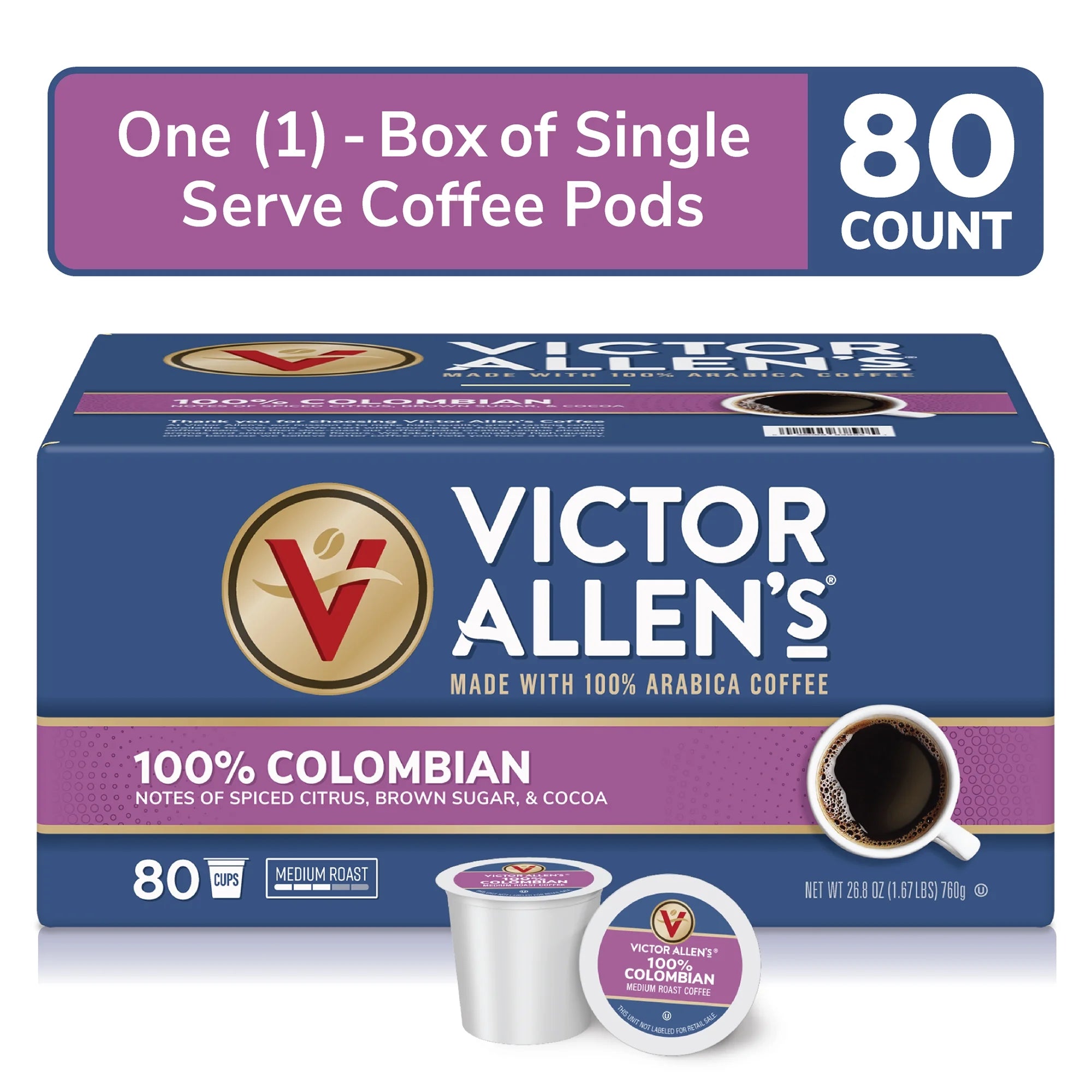 100% Colombian Coffee Single Serve Coffee Pods D76017