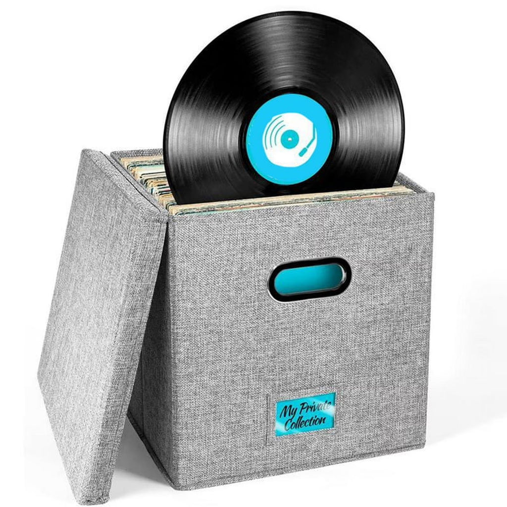 Vinyl Record Storage Box with Lid and Handles A5232