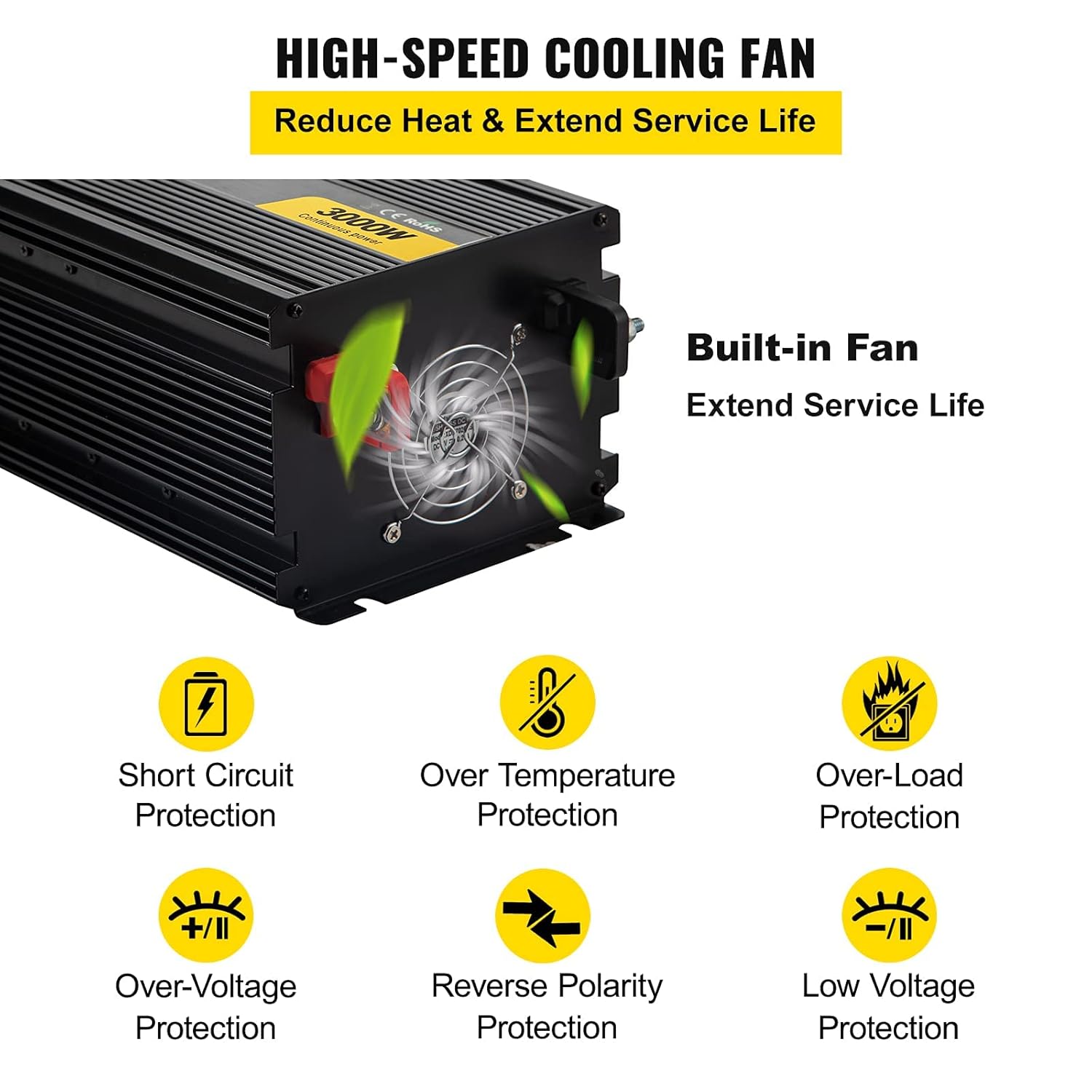3000W Modified Sine Wave Inverter DC 12V to AC 120V with LCD Display F969