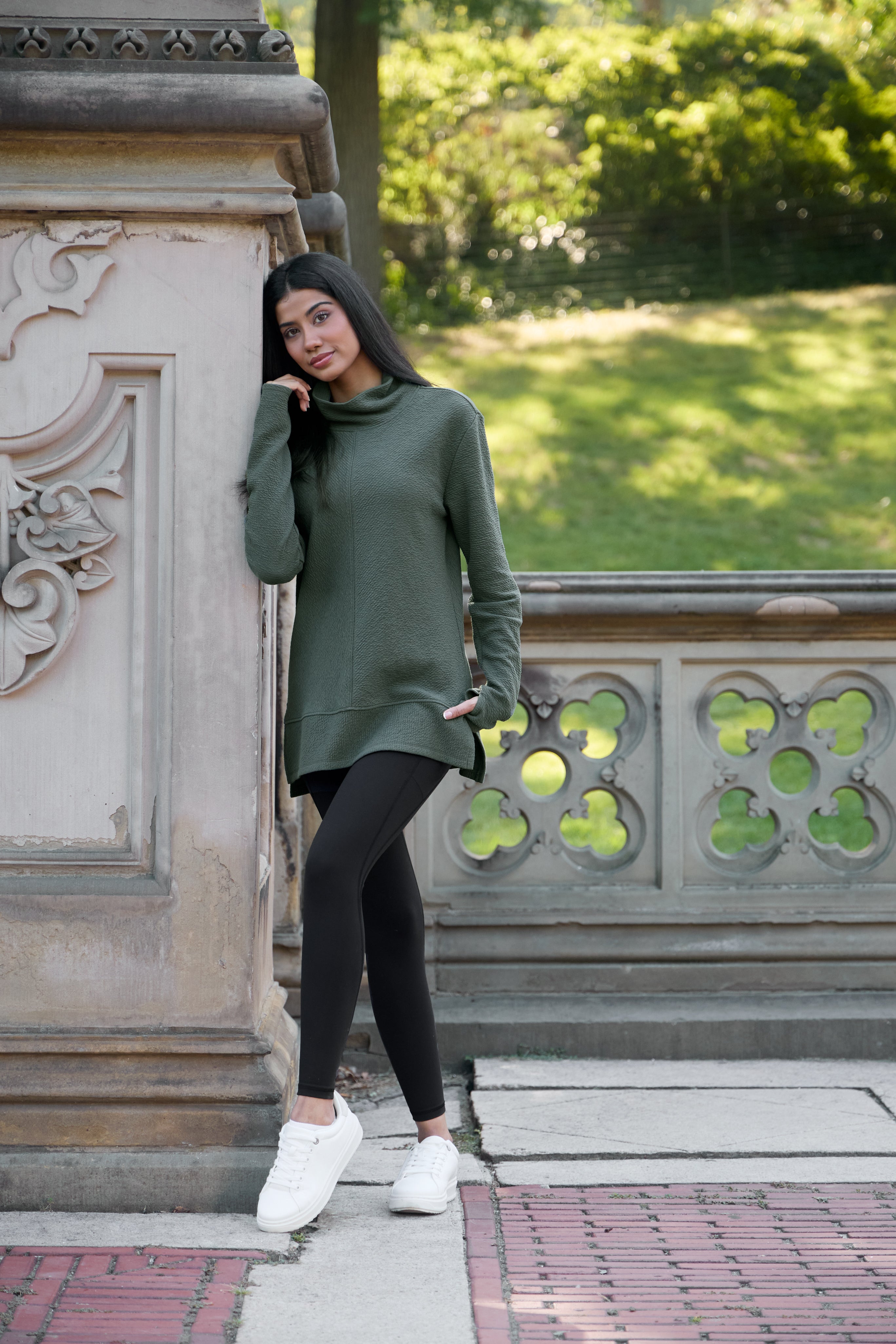 Studio Jacquard Mock Neck Pullover