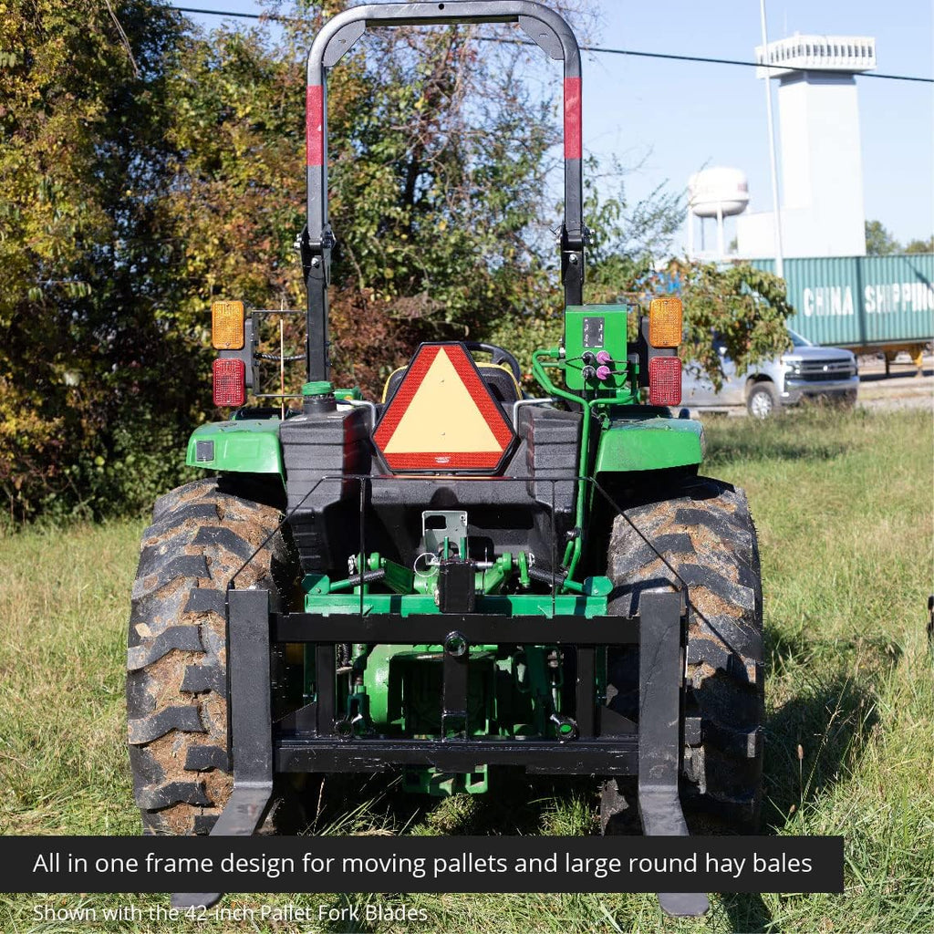 60-in Pallet Fork Hay Frame Attachment with Rack, Receiver Hitch V434
