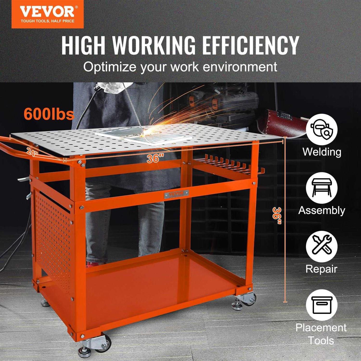 36×24 Steel Welding Table on Wheels A748665