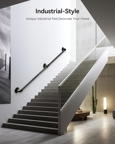 Black Galvanized Iron Wall Handrail 4ft F331