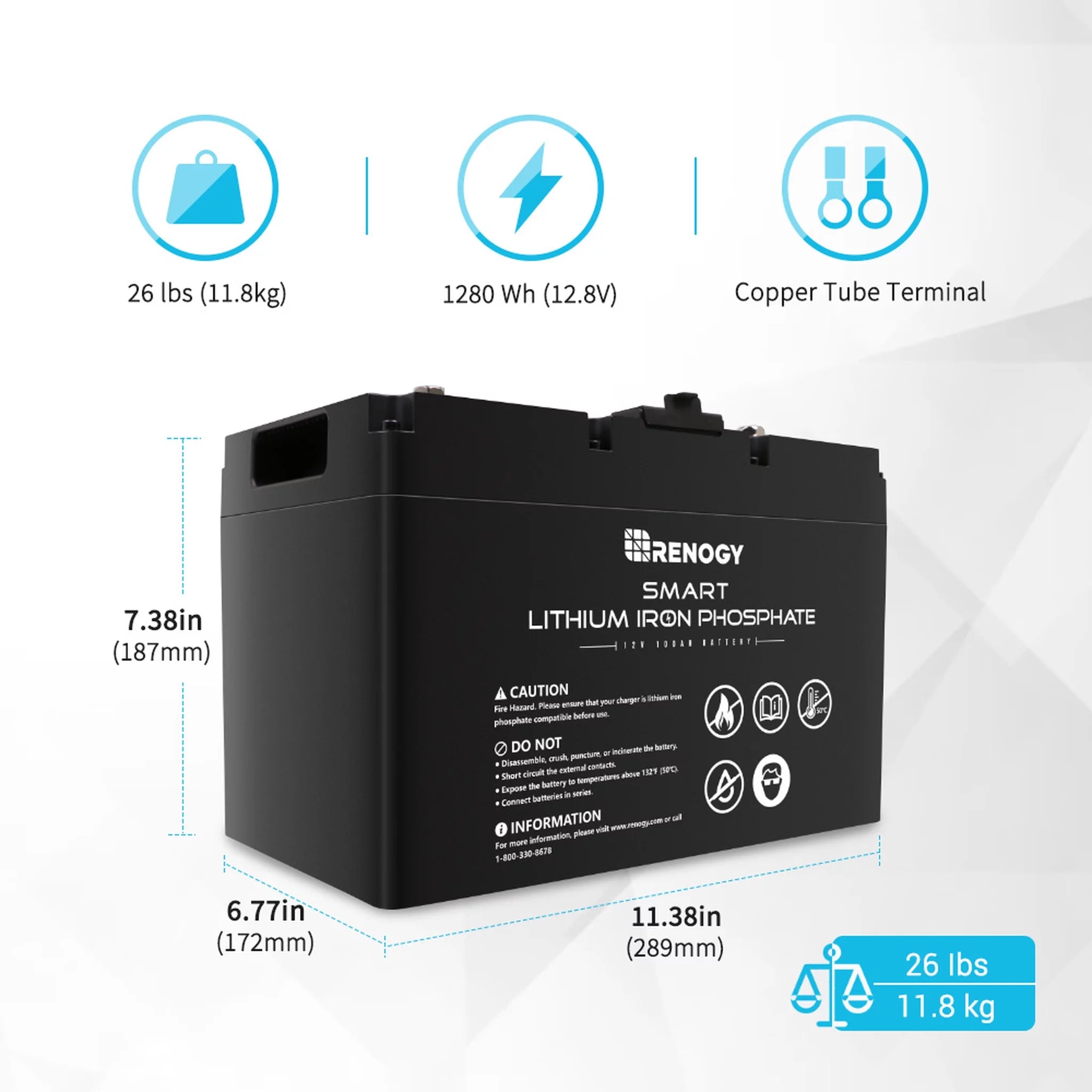 12V 100Ah LiFePO4 Deep Cycle Lithium Battery G693