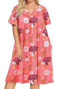 Plus Size Short Sleeve Mumu Dress with Pockets B5796
