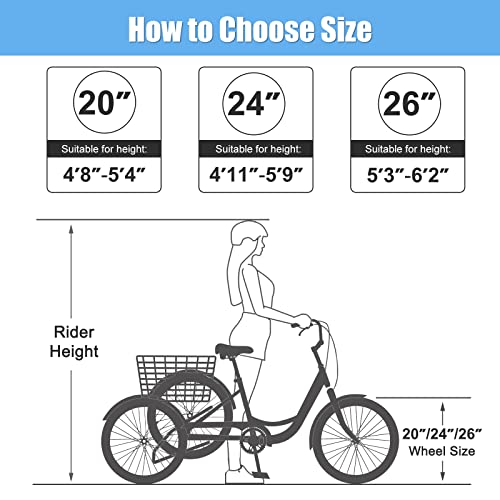 7 Speed 3 Wheel Bicycle with Shopping Basket T8957