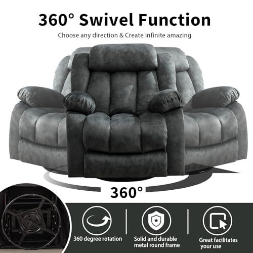 Grey Fabric Manual Swivel Rocker Recliner Chair M172300