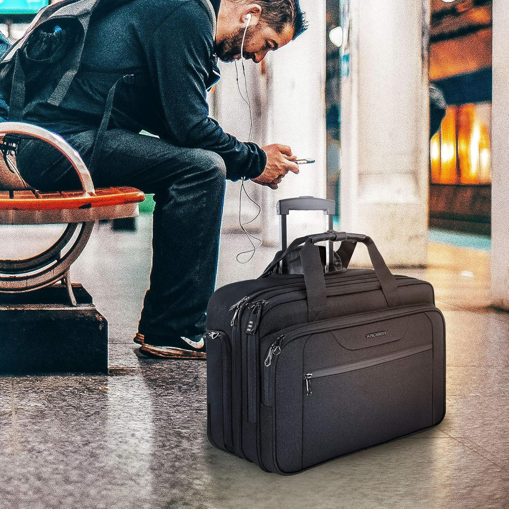 Black Rolling Laptop Bag Wheeled Briefcase M232284