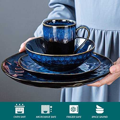 12 Pieces Stoneware Dinnerware Set, Green M516489