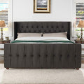 Silver Gray Queen Size Upholstered Bed Frame W62225