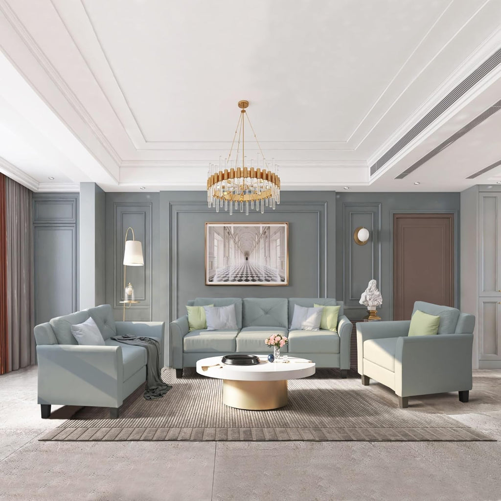 Gray 3 Piece Sofa Loveseat Chair Set J555
