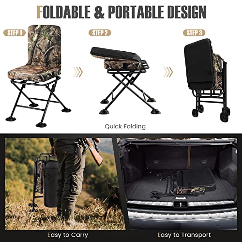 360 Degree Swivel Camouflage Folding Hunting Chair with Padded Cushion Z991250