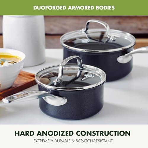 Black 3QT Hard Anodized Ceramic Nonstick Saucepan Pot with Lid U385566