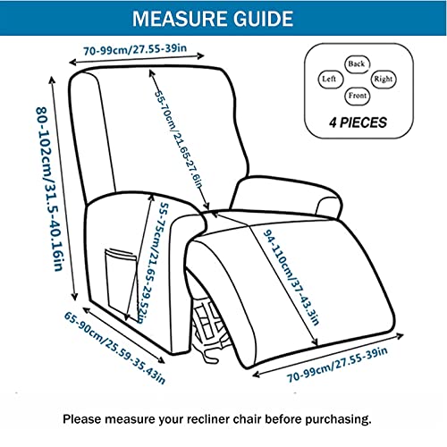 4-Pieces Non Slip Recliner Slipcovers with Storage Pockets G385