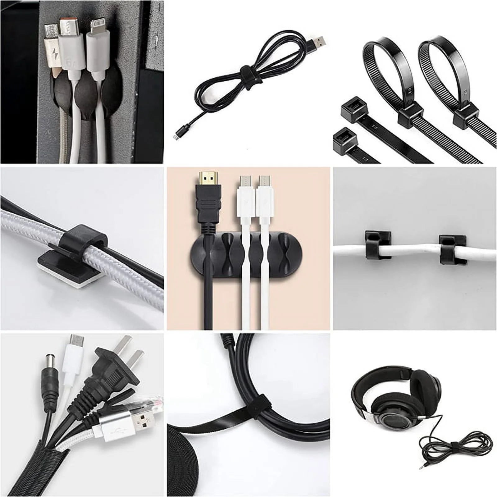 173 Pcs Cable Management Organizer Kit with Cable Ties G49190