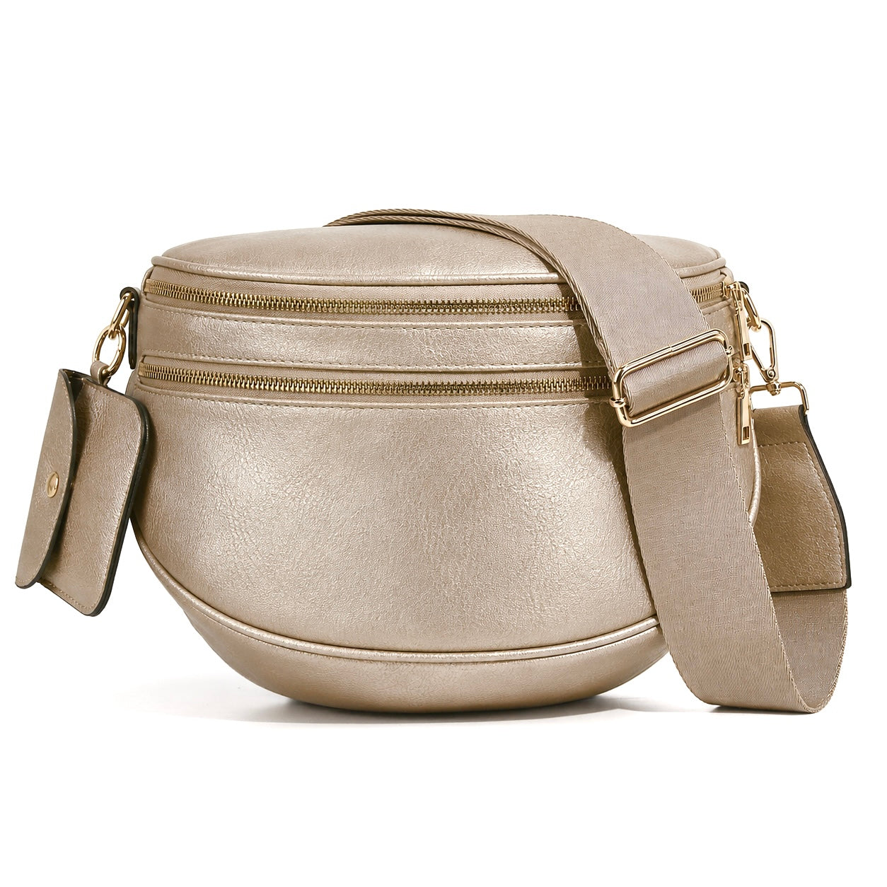 Ounamei Vegan Leather Crossbody Bum Bag for Women with Mini Pouch