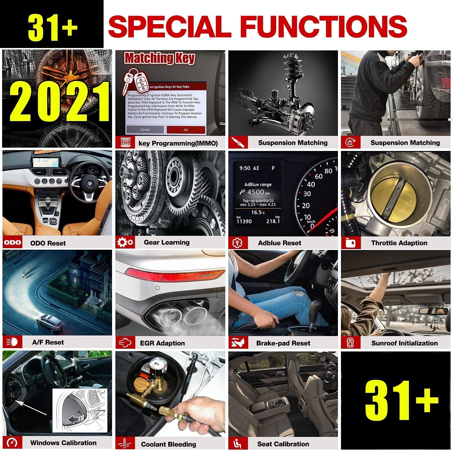 Bi-Directional Scanner Full Systems Diagnostic Scan Tool, 31+ Reset Functions, Key Matching, ECU Coding, ADAS Calibration, 2 Years Update I2253