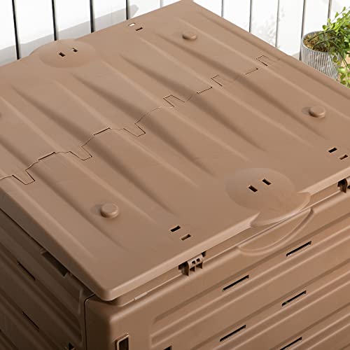 120 Gallon BPA Free Garden Compost Bin with Vents and Sliding Doors, Black X2741