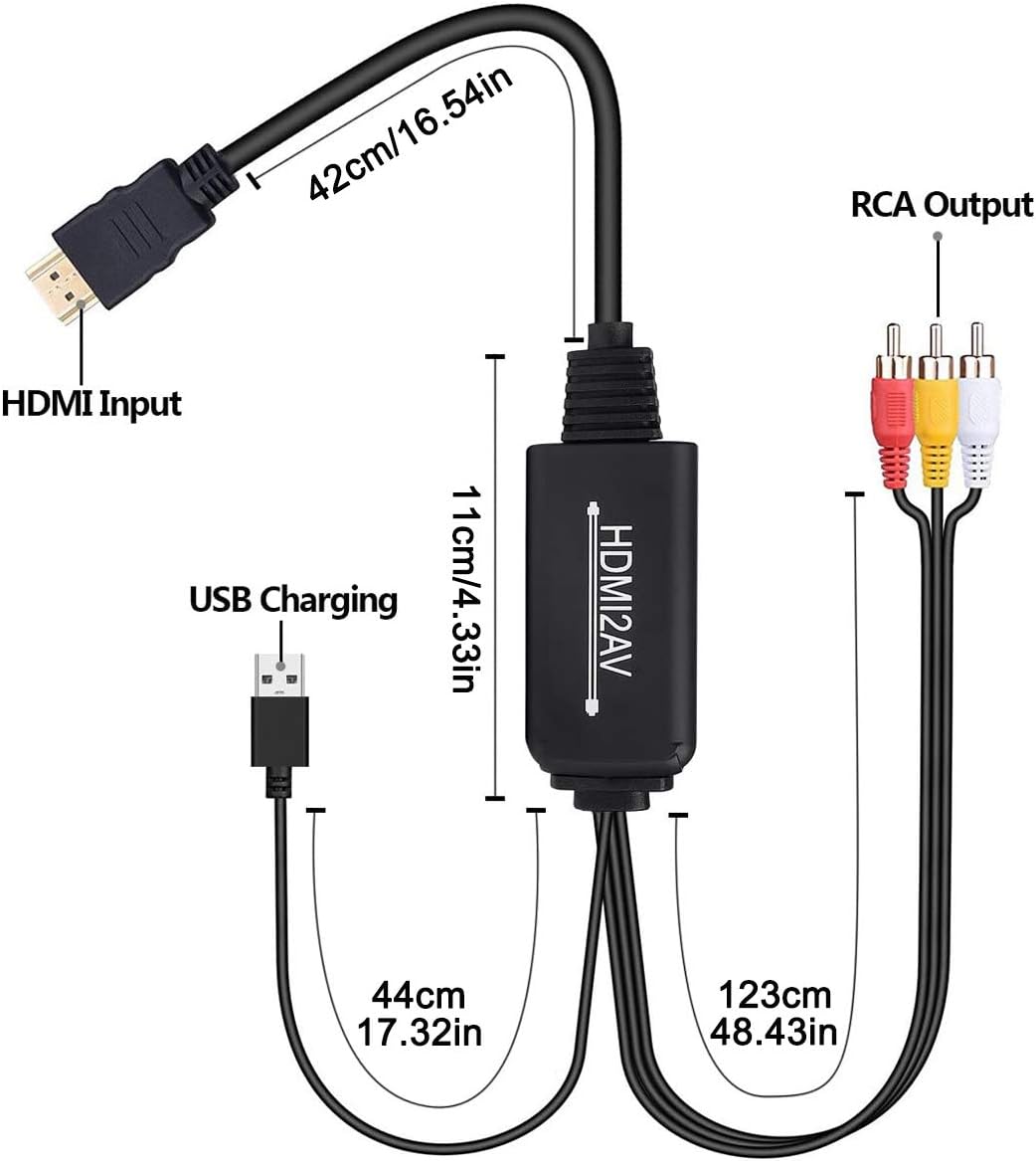 HDMI to RCA Cable Converter Adapter 1080P AV Composite Video Audio J257