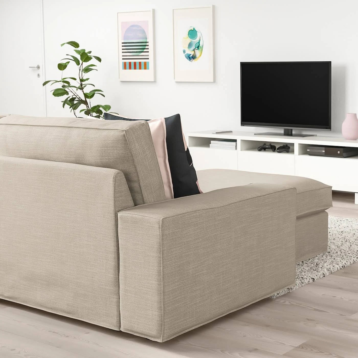 Beige Sofa with Chaise T18202