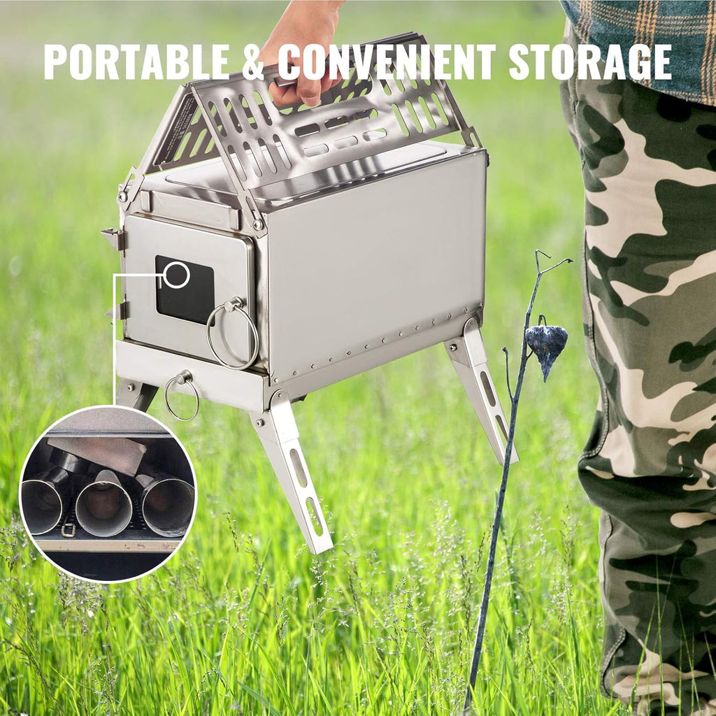 18.3x15x14.17 inch 304 Stainless Steel Portable Wood Stove Q59879