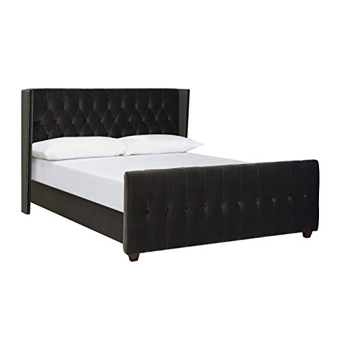 Silver Gray Queen Size Upholstered Bed Frame W62225
