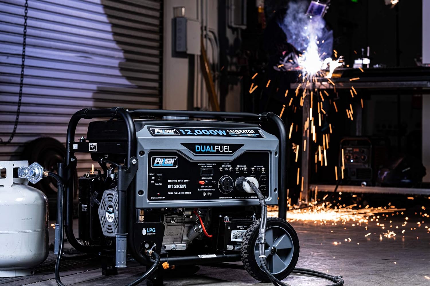Heavy Duty Portable Dual Fuel Generator - 9500 Rated Watts & 12000 Peak Watts - Gas & LPG - Electric Start L2403