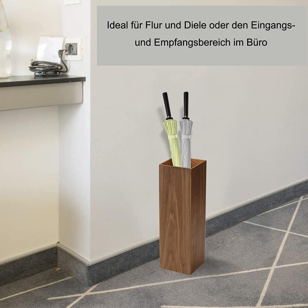 Walnut Wood Umbrella Stand with Drip Tray X273