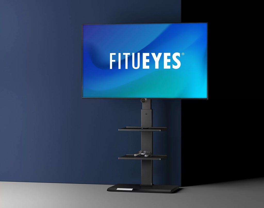 Black Floor TV Stand with Swivel Mount U7649