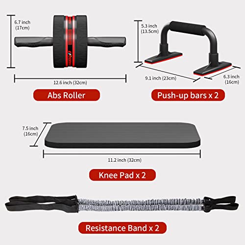 Ab Rollers Wheel Kit with Push Up Bars, Resistance Bands, Knee Mat Y682