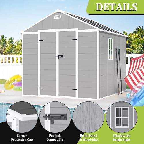 Gray 8x8 FT Outdoor Resin Storage Shed I29384